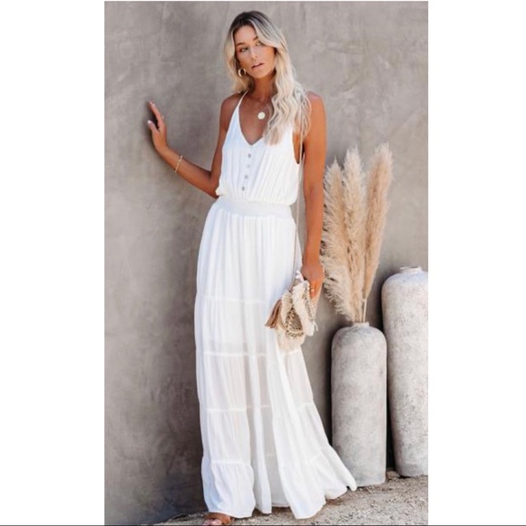 Elle Maxi Dress-White - Picture 2 of 5